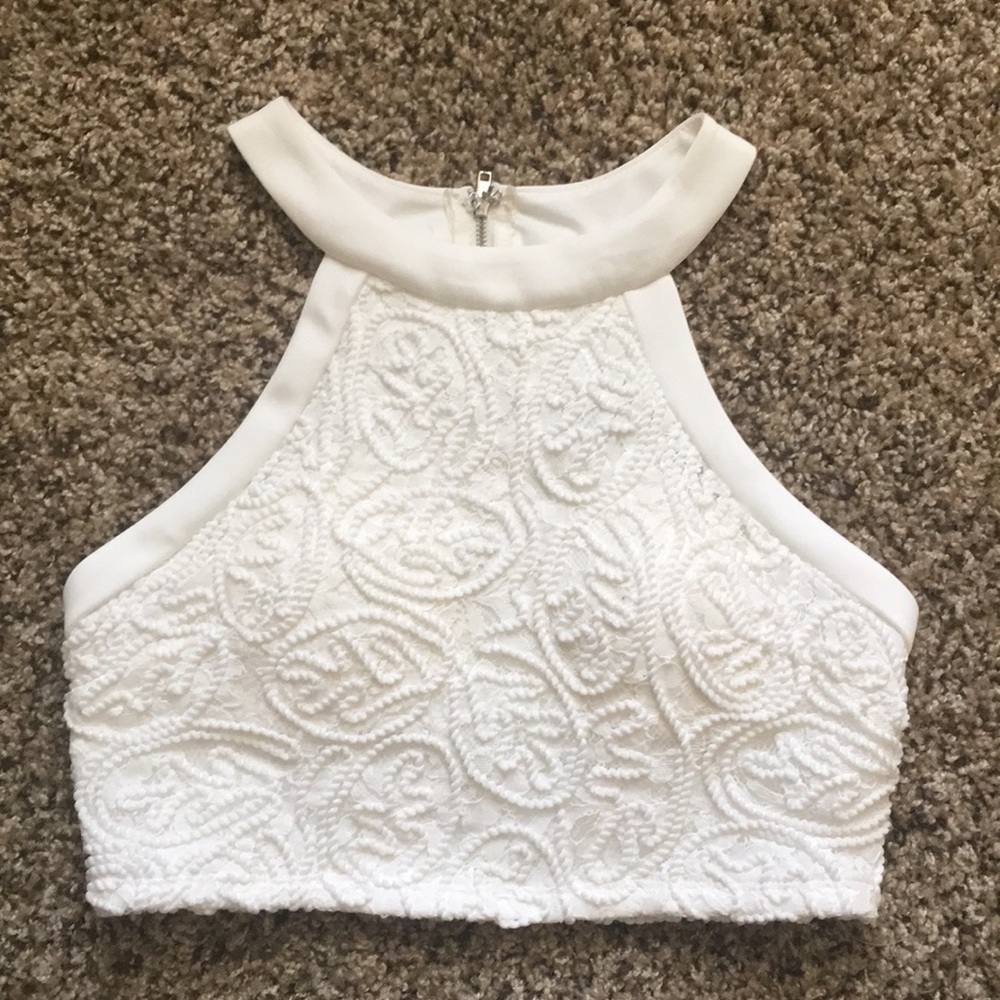 White Crop Top for cocktail party wedding Size S